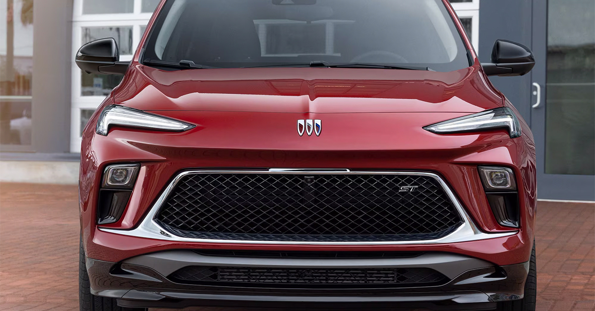 Buick Encore GX SUV exterior in red from the front