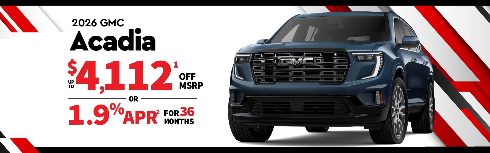 2026 GMC Acadia - up to $4112 off MSRP or 1.9% APR