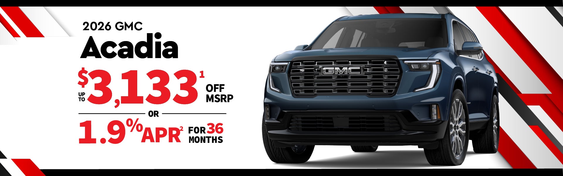 2026 GMC Acadia - up to $3133 off MSRP or 1.9% APR