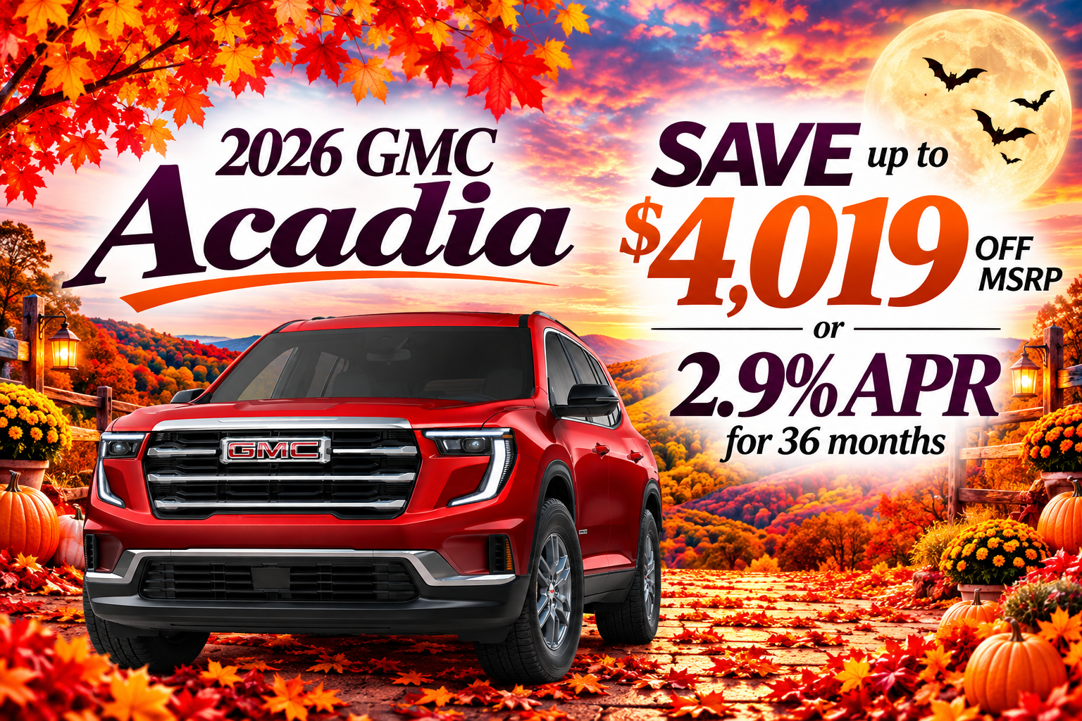2026 GMC Acadia - up to $4,019 off MSRP or 2.9% APR